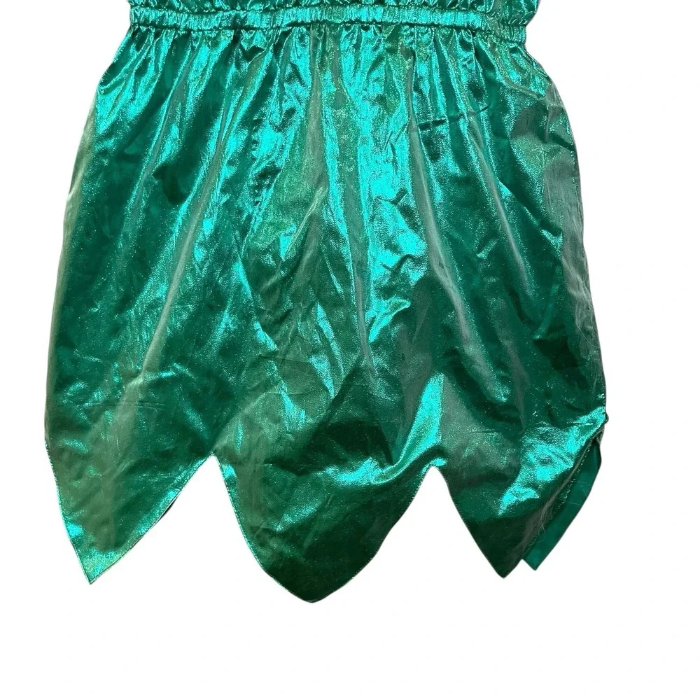 Vintage Secrets Green Fairy Metallic Mini Dress Costume Asymmetric Short S - Picture 4 of 6